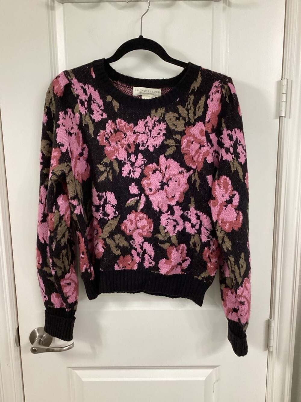 Saltwater Luxe Rosie Pink Floral Jacquard Knit Sweater